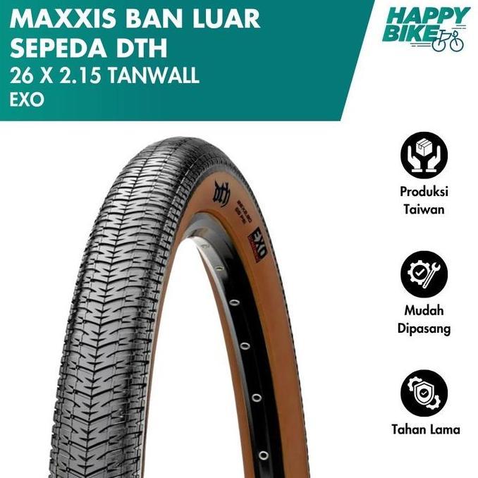 MAXXIS Ban Luar Sepeda DTH Tanwall Skinwall 26 x 2.15 EXO 60 TPI Bicycle Outer Tires MTB Cross Count