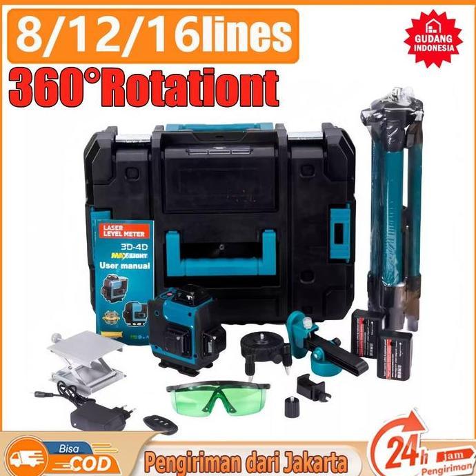 Hab Waterpass laser multifungsi 8 line 59000MAH laser tukang bangunan 12 line laser level 16 line