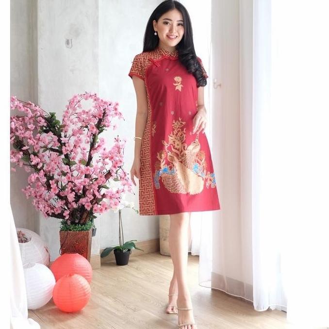 Pattern Couple Cheongsam Baju Pasangan Pria Wanita Imlek KMC