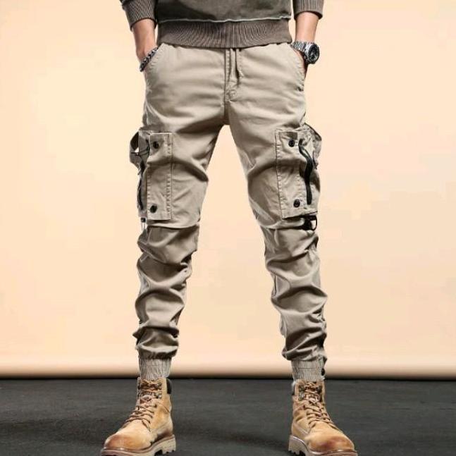 Celana Panjang Jogger Cargo Stretch Pria Wanita Slim Fit Joggeants Outdoor Sporty