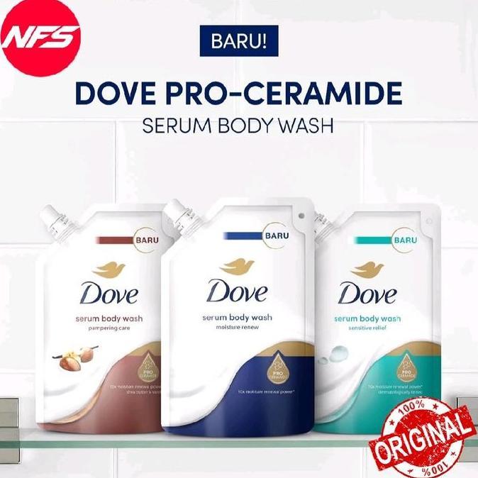 Drei- Dove Serum Body Wash Pouch-Moisture Renew/Pampering Care/Sensitive Relief-400/800/825 Ml-Sabun