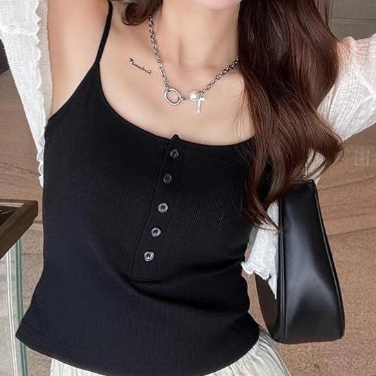 Tank Top Bra Wanita Busa Dalaman Kancing Korean Style