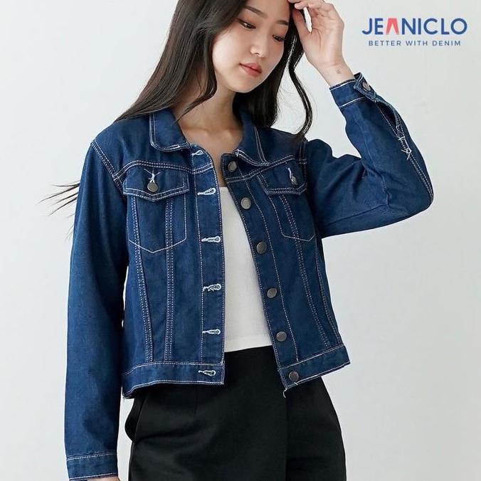 JEANICLO - JAKET JEANS JN503 | Jaket Denim Wanita Lengan Panjang Outer Jeans Long Sleeve Jacket Baha