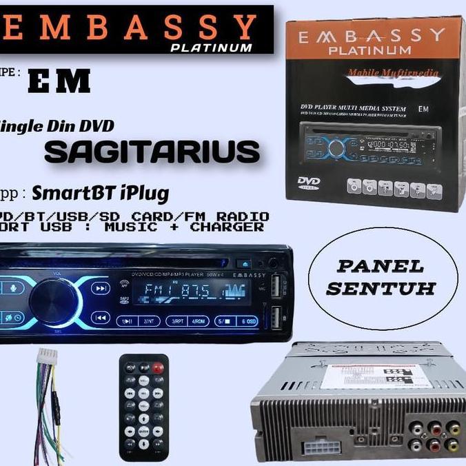 DVD EMBASSY BLUETOOH EM-266 usb sd radio baca kaset bandel tahan panas