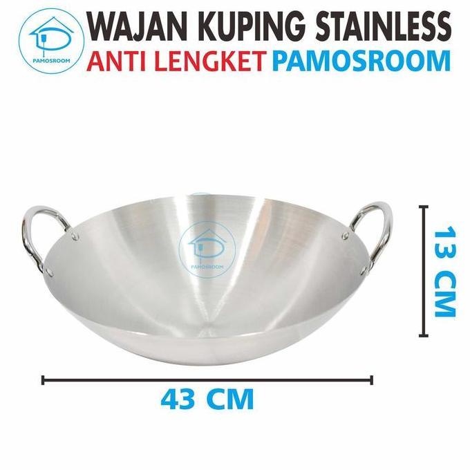 Murah Calypso Wajan 43Cm Kuali Wajan Penggorengan Stainless Steel Ukuran 43Cm Anti Lengket