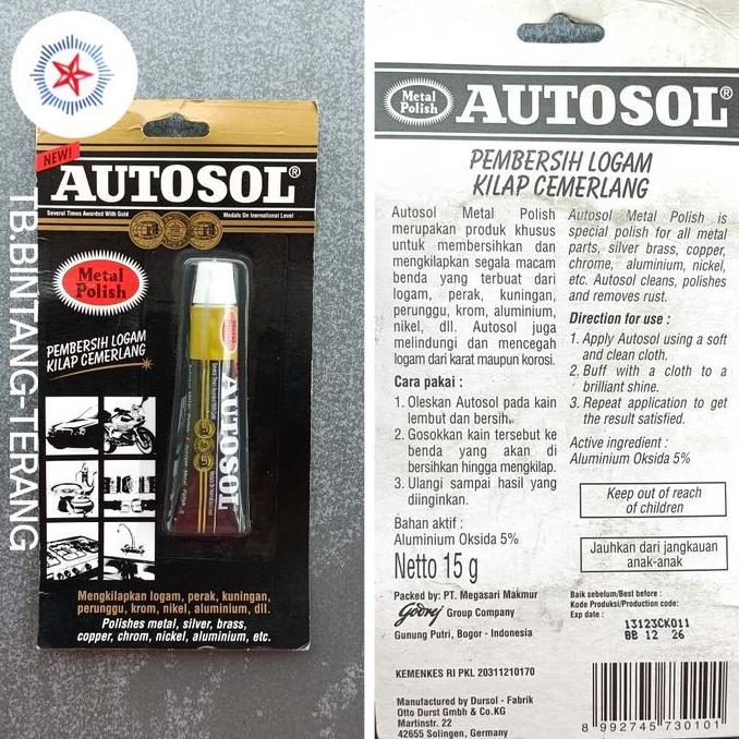 AUTOSOL OTOSOL POLISH POLES BESI METAL STAINLESS 15 GRAM TUBE KECIL