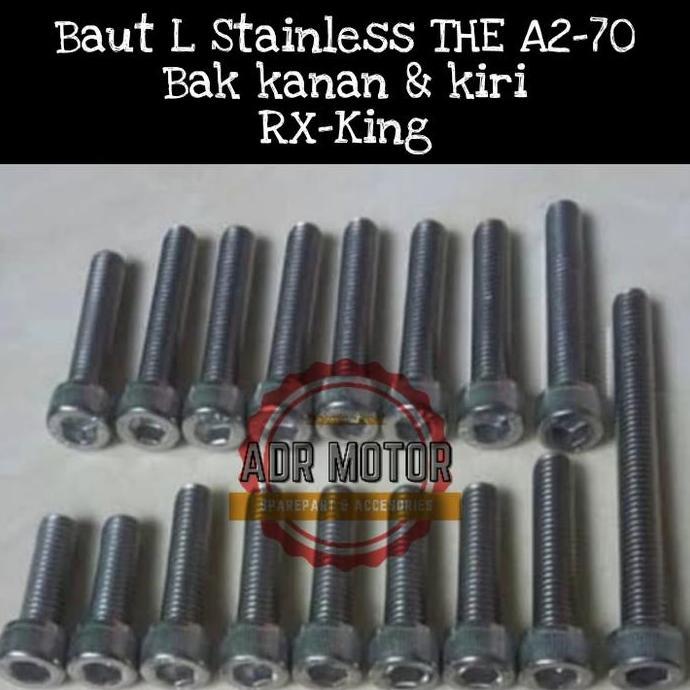 Baut L Stainless Cover Bak Mesin Full Set Kanan Kiri Rx King