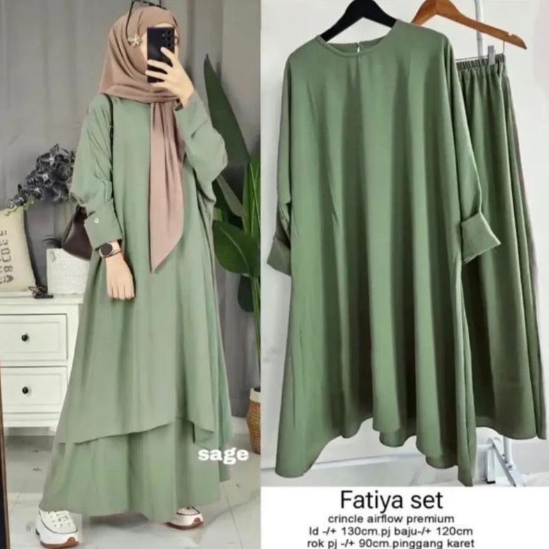 hot sale gamis fatiya crincle airflow ld 110//fatiya longset gamis premium//gamis wanita kekinian te