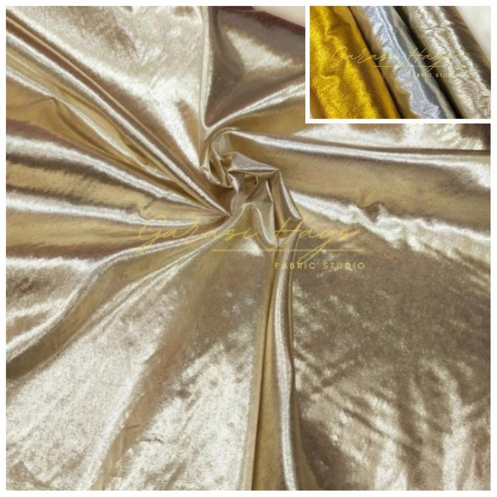 AYYS - Kain Metalik Polos Gold Silver Lebar 110 cm