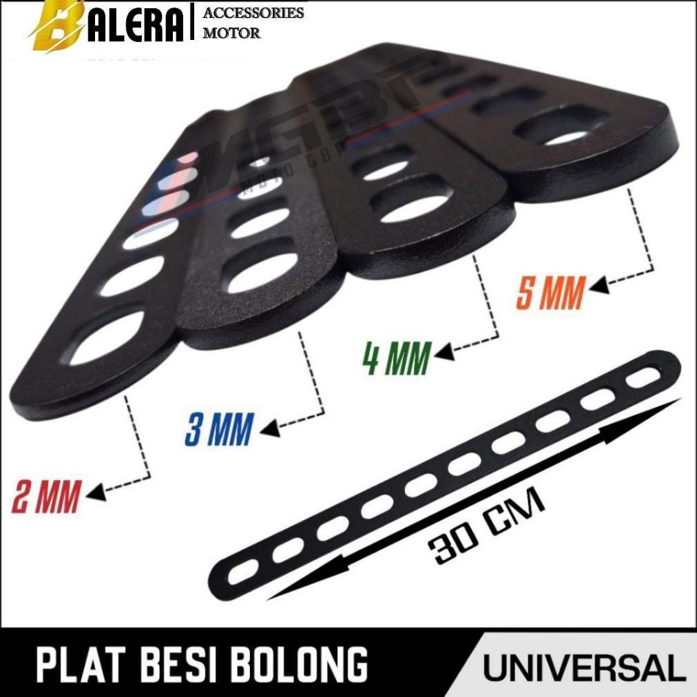 Breket plat Tebal 5M plat lubang Gantungan knalpot Bracket lampu Breket plat bolong besi tebal 5mm