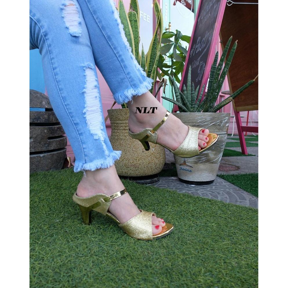NEW DEALS NunuLisaTan - High Heels Murah Pesta Wanita LIS TENGAH PASIR Tinggi 5cm casual