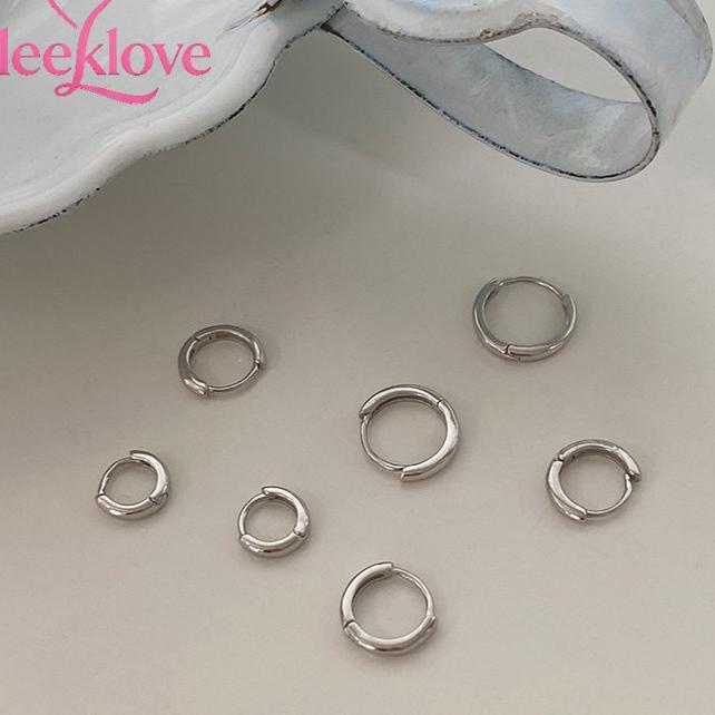 Sleeklove Anting Wanita Kecil Bulat 925 Perak Sterling Korea Fashion Sederhana Anting Telinga Pria