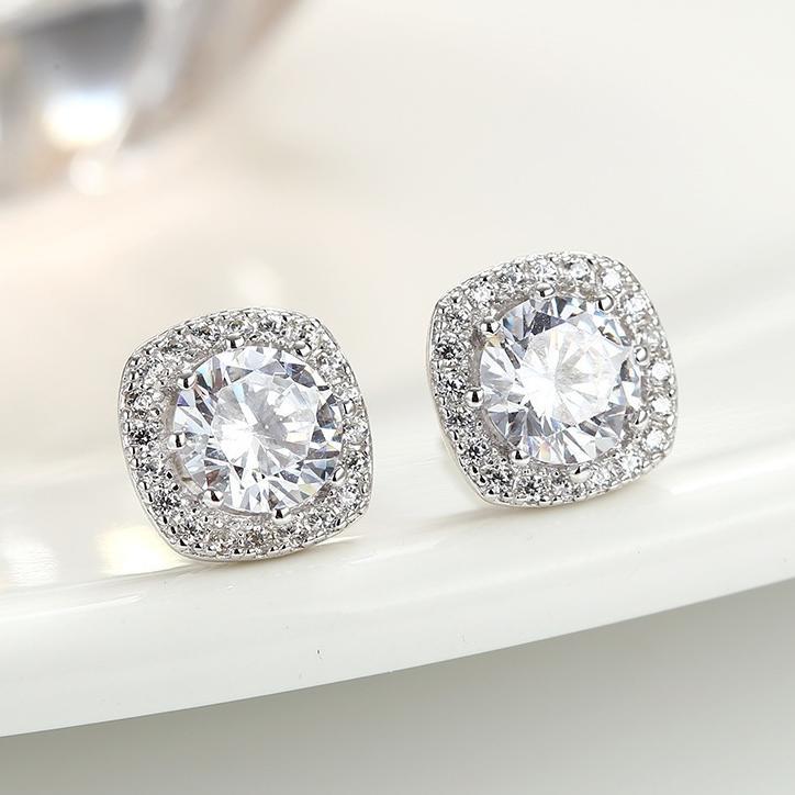 Anting Persegi Perak Asli 925 Anti Karat Luntur Jepit Pria Berlian Asli Premium Berlapis