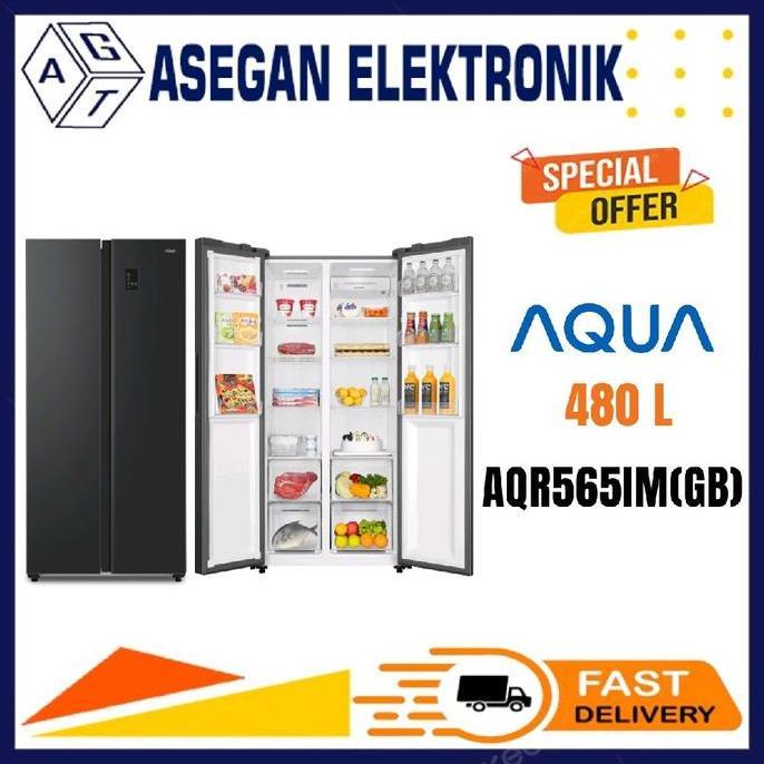 AQUA KULKAS SIDE BY SIDE AQR-565IM(GB) TWIN INVERTER AQR565IM 565IM