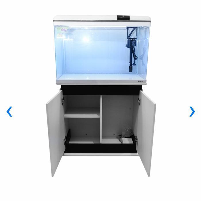 Boyu 128 Ltr Set Aquarium & Kabinet Xf-80 - Putih