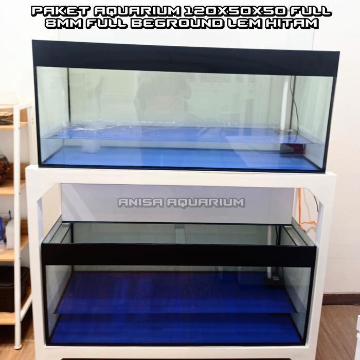 PAKET AQUARIUM 120X50X50 FULL 8MM+TOP FILTER+RAK HOLO