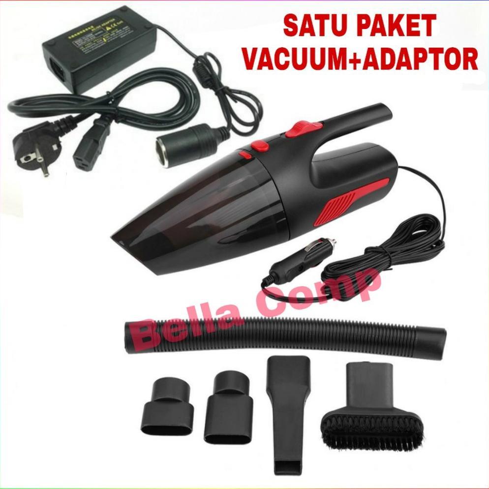 BEST DEALS (PAKET VAKUM + ADAPTOR)Penyedot Debu Portabel Genggam Pembersih Vakum Mobil untuk Mobil,D