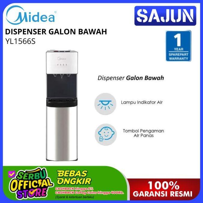 Midea YL1566S Dispenser Galon Bawah Hot Normal Cold YL-1566S (TERBAIK) (TERBARU) (TERMURAH)