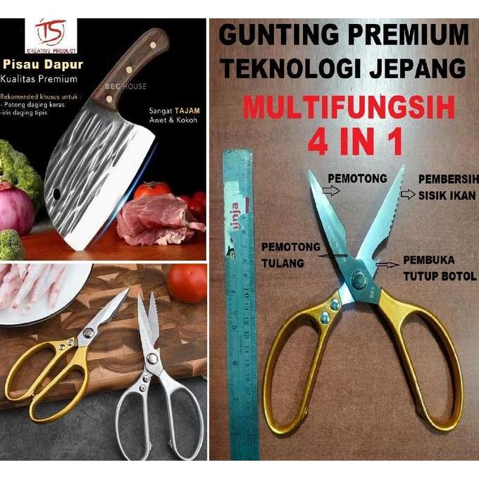 PONETTIA Gunting Daging made jepang 4 IN 1 GUNTING Dapur Stainless FULL metal