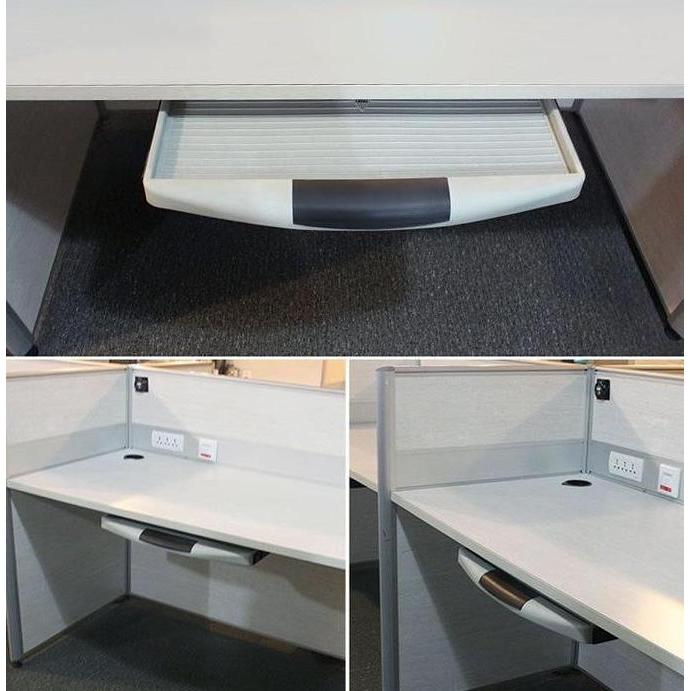 AKZYN 1 Set Laci Keyboard Komputer Dan Rel 51X25CM Tempat Keyboard Bawah Meja Untuk Meja Komputer