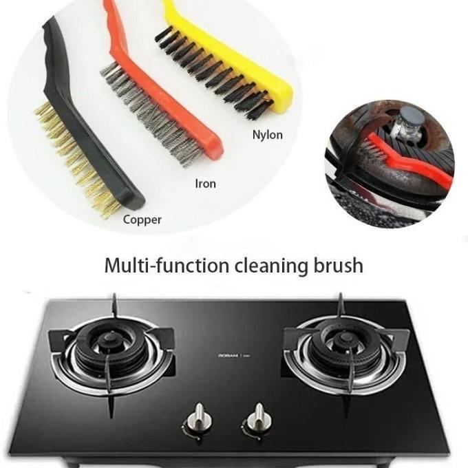 CRAINI Set Sikat Kawat Tembaga Nylon Pembersih Kompor Wire Brush 3 in 1 / Sikat Besi / Sikat Kawat /