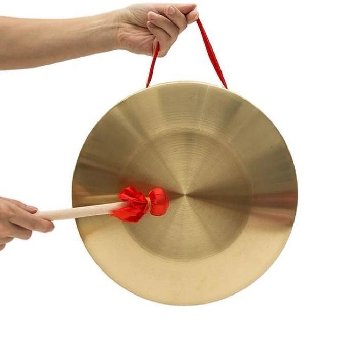 PONETTIA 18CM Gong Cina Gong Tangan Perunggu Gong Luo Kuningan Mainan Musik Untuk Peringatan Dini Da