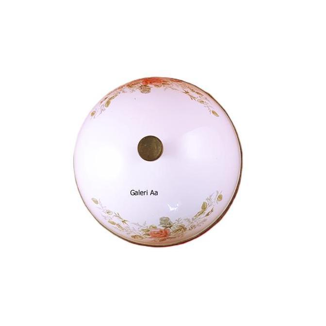 Tempat Permen Enamel Berbentuk Bola Motif Bunga Ros Merah Jadul Lawas Unik Retro Vintage (TERBAIK) (