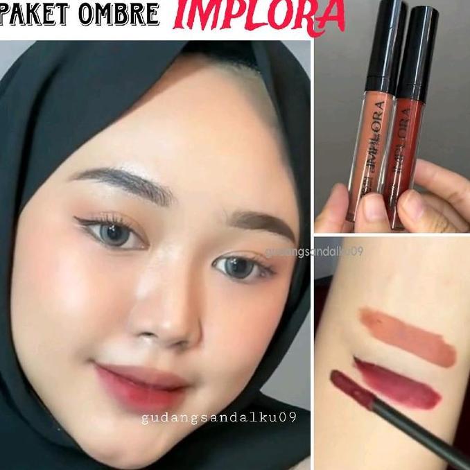 Labbro- Paket Hemat Ombrelips Implora Hazelnude Dan Red Gala - Ombre Lips - Set Lipstik Lipstik Ombr