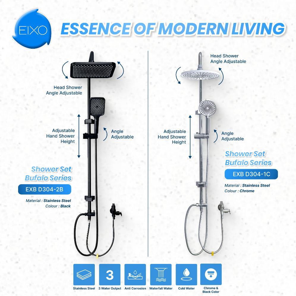 Shower Set Minimalis Kamar Mandi Stainless Steel EIXO Bufalo Cold Only
