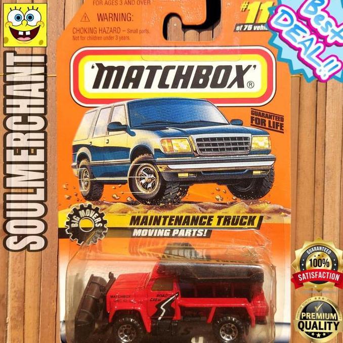 Matchbox Highway Maintenance Truck Moving Parts Merah Diecast Alat Berat New