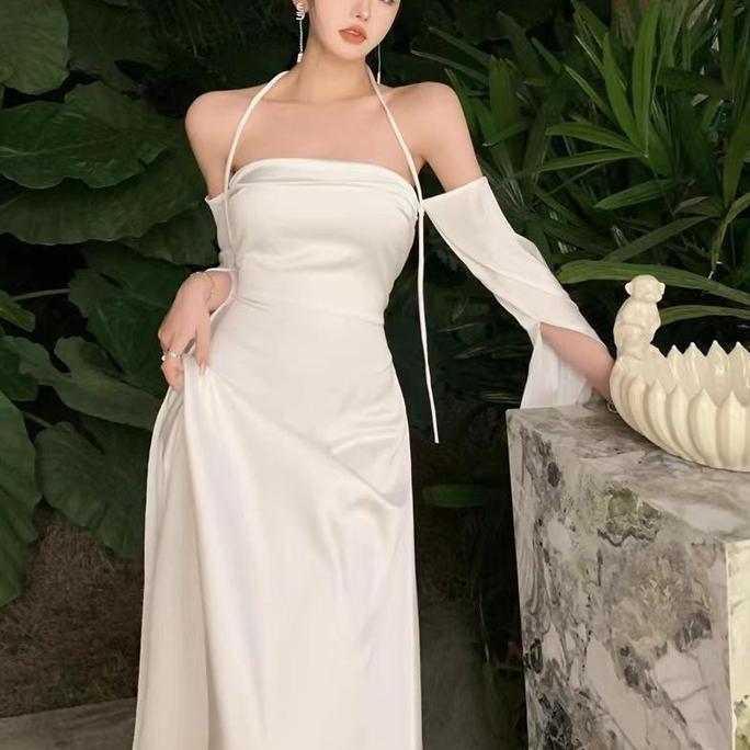New Viony White Sabrina Dress Woman Premium / Wedding Dress / Korean Summer Dress / Beachwear Bali /
