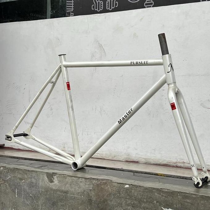 FRAMESET FIXIE 700C CHROMOLY KLASIK PUTIH VINTAGE MASTER PURSUIT LURUS