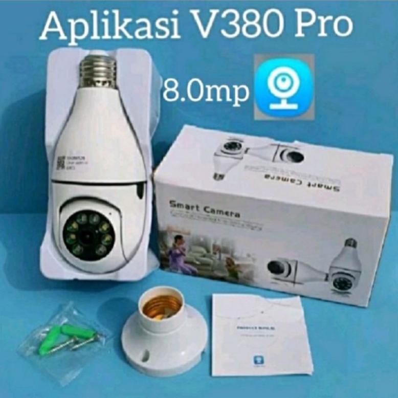 VELMORASUPPLY CCTV LAMPU V380 PRO 8MP KAMERA CCTV WIFI LAMPU CCTV 360 PTZ & MEMORY CARD PREMIUM