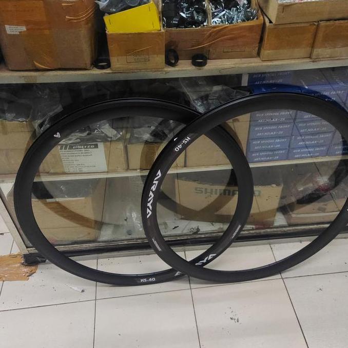 Rims Velg 700C Araya KS-40 32 Hole 36 Hole Brake Line Full Hitam RIMS Roadbike fixie gravel 32 hole