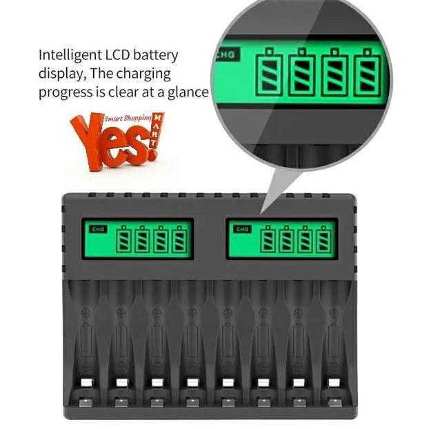 Pujimax LCD Intelligent Charger 8 Slot AA AAA Recharge Battery
