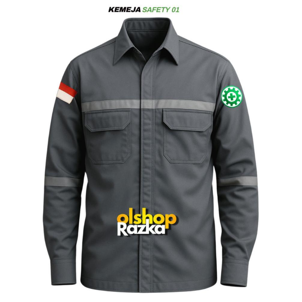 KEMEJA SAFETY PANJANG KEMEJA SAFETY | KEMEJA LAPANGAN | BAJU SAFETY LENGAN PANJANG | BAHAN DRILL M-X