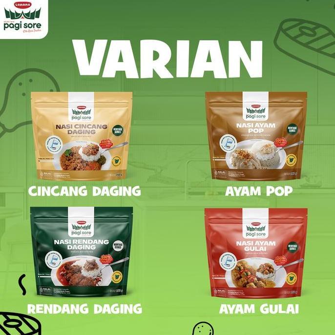 SPESIAL LANANA Pagi Sore - Nasi Lauk Instan Daging Rendang / Daging Cincang / AYAM KARI / AYAM POP
