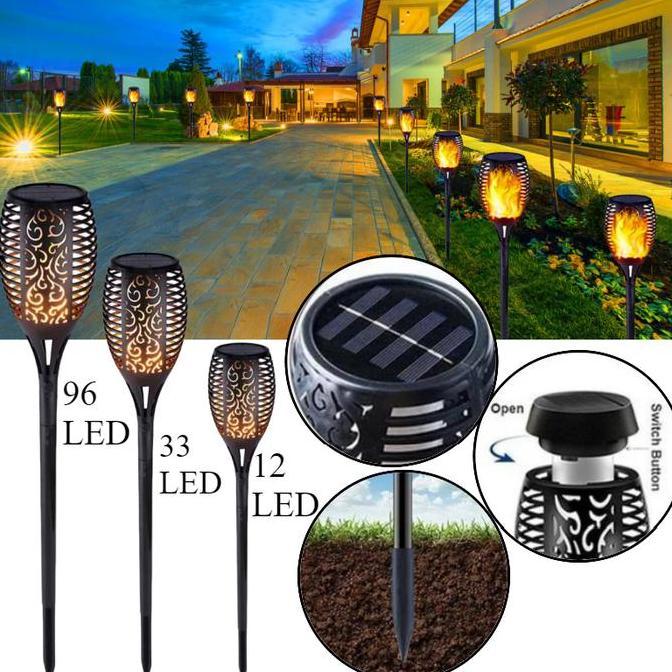 HILYAWN Lampu Obor Taman Tenaga Surya/Lampu Taman Obor Solar LED/Lampu Taman Obor Solar LED/Lampu Ta
