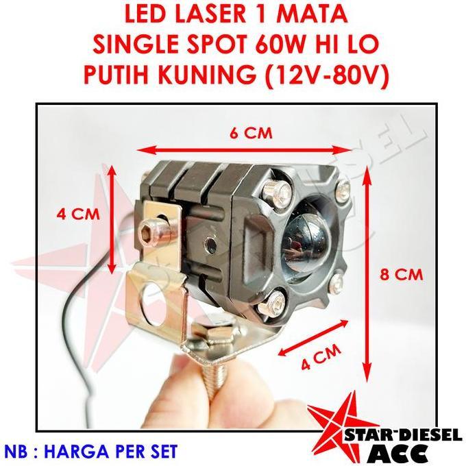 HARGA DISC - MINI PROJIE LED LASER SATU MATA PUTIH KUNING HI LO SUPER TERANG HJG 60