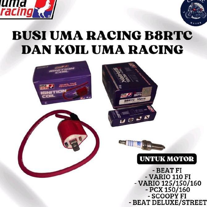 Koil uma racing injeksi dan busi uma racing b8rtc untuk motor beat fi vario injeksi scoopy pcx Motor