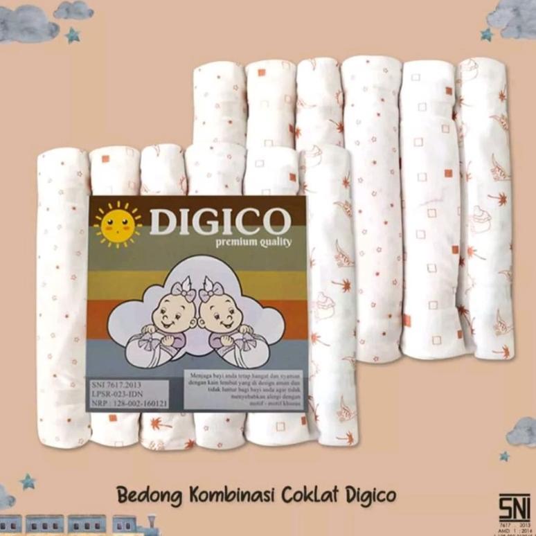 BEST SALE ( 6 pcs )Bedong bayi premium Putih FullPrint merek DIGICO ukuran 90 x 110cm