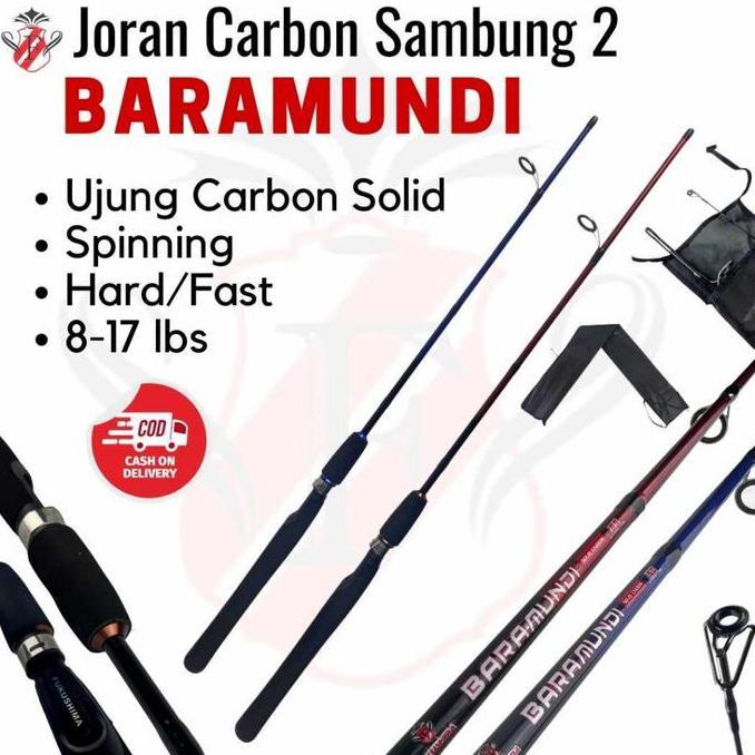 NEW Joran Carbon Solid Tip  Sambung 2 Action Hard Kaku Fukushima Baramundi Ujung Carbon Solid 8 -17 