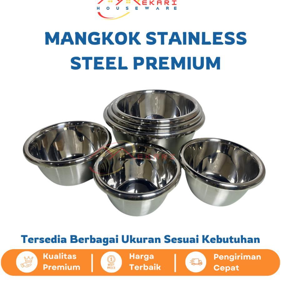 Bowl Baskom Mangkok Mangkuk Stainless Steel Tebal Anti Panas / Wadah Makanan Serbaguna Premium