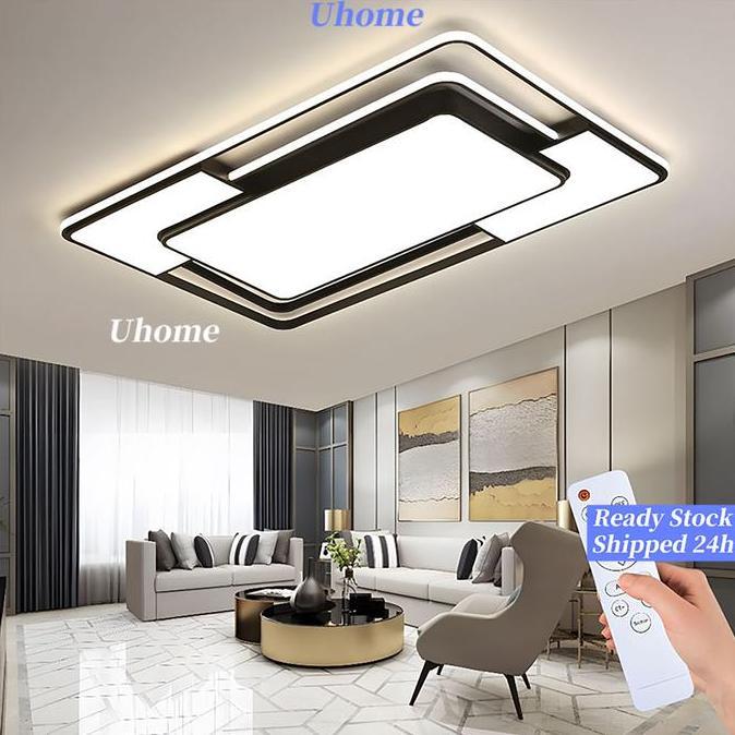 HILYAWN Ready Stock CODCOD Lampu Plafon 3 Warna LED 120W Modern Minimalis Bentuk Persegi Gaya Nordic