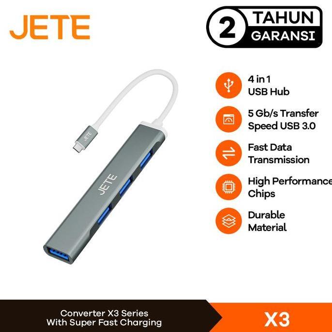 USB Hub Type C 4in1 JETE X3 Conveter - Konverter USB Hub Garansi Resmi