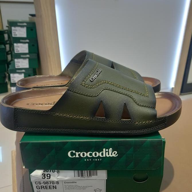 Sandal Pria Croile Ori Bahan kulit model slop warna coklat 9870-8