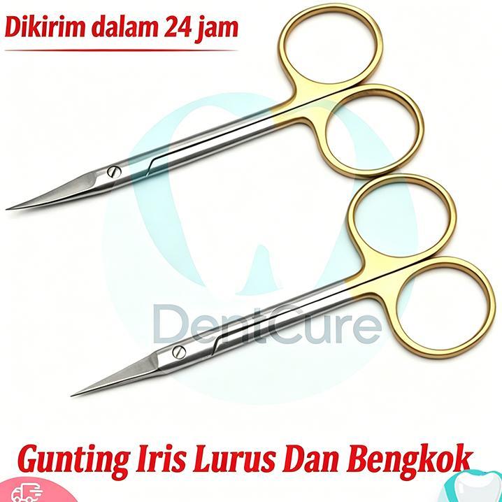 Marwa Gunting Iris Lurus Bengkok Gunting Iris Tajam Tajam Gunting Iris Ukuran 11,5 Cm Operating Scis