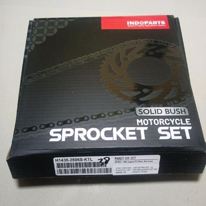 Indopart Gear Gir Set Plus Rantai Honda Supra Fit New Supra X 125 Motor Motorcycle 36T/38T/40T Best 
