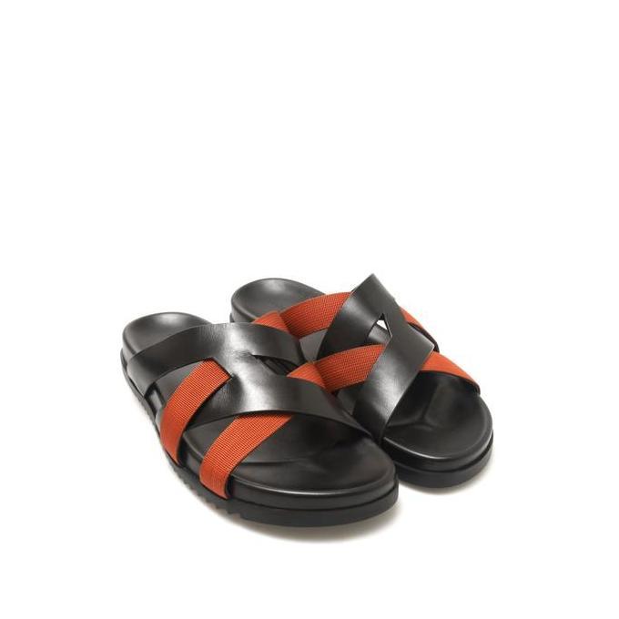 SOLARE BLACK TERRACOTTA Sandal Kulit Pria by Mario Minardi