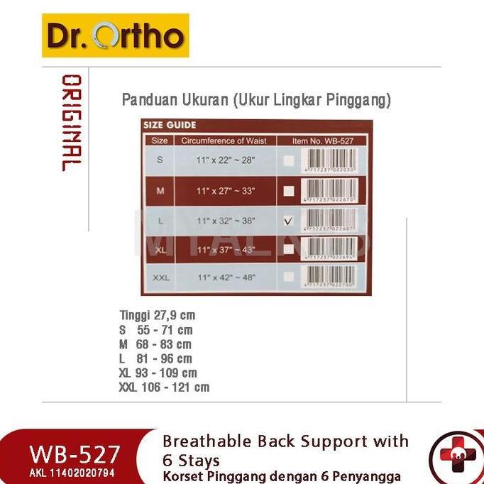 Visions- Dr. Ortho Korset Pinggang Lumbar Support Wb-527 Dengan 6 Penyangga Bahan Bernapas Dan Elast